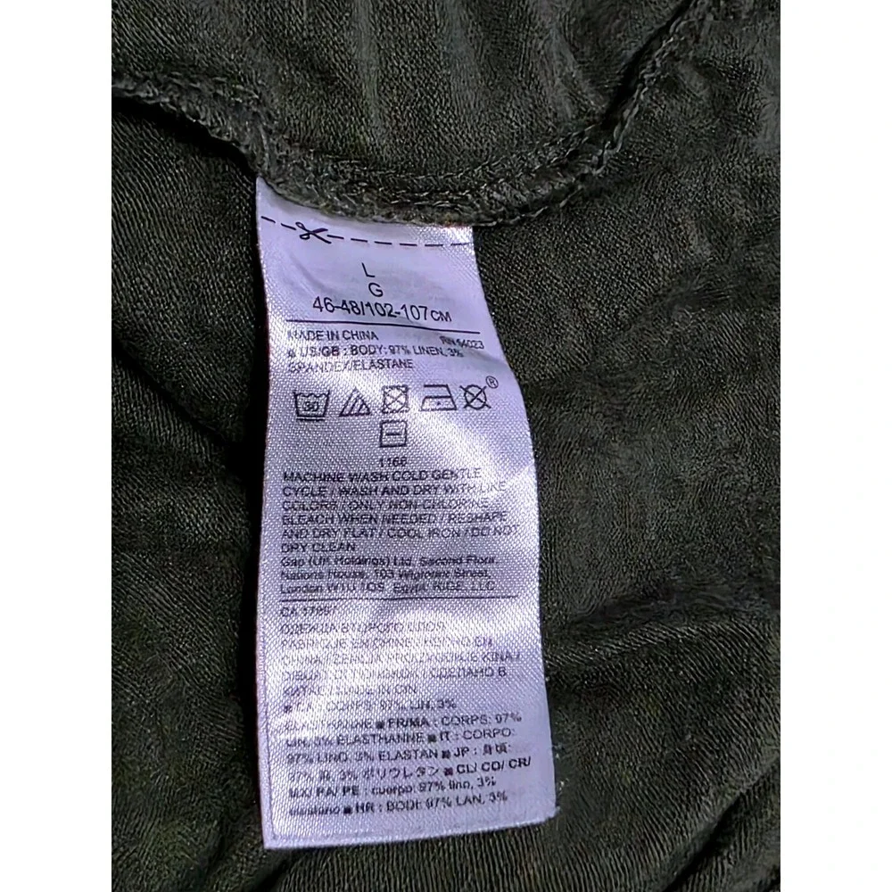 Banana Republic‎ Mens L Olive Green Performance Linen Short Sleeve Polo Shirt